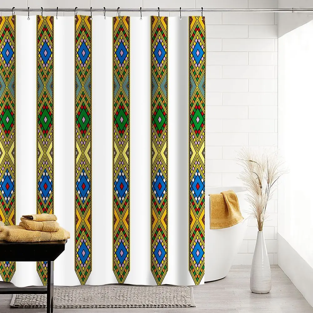 Hot sale shower curtain with Ethiopian traditional design saba and telet