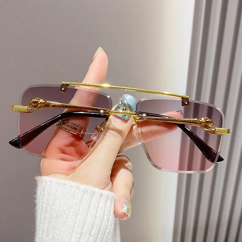 Designer Square Retro Sunglasses Custom Logo UV400 Metal Frame Double Beam Pilot Fashion Women Sunglasses