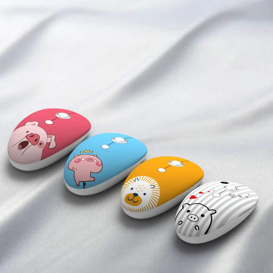 Portable Cute Cartoon Printed Pig Tiger Mouse Optical 2.4G USB Wireless Mouse office PC Laptop
