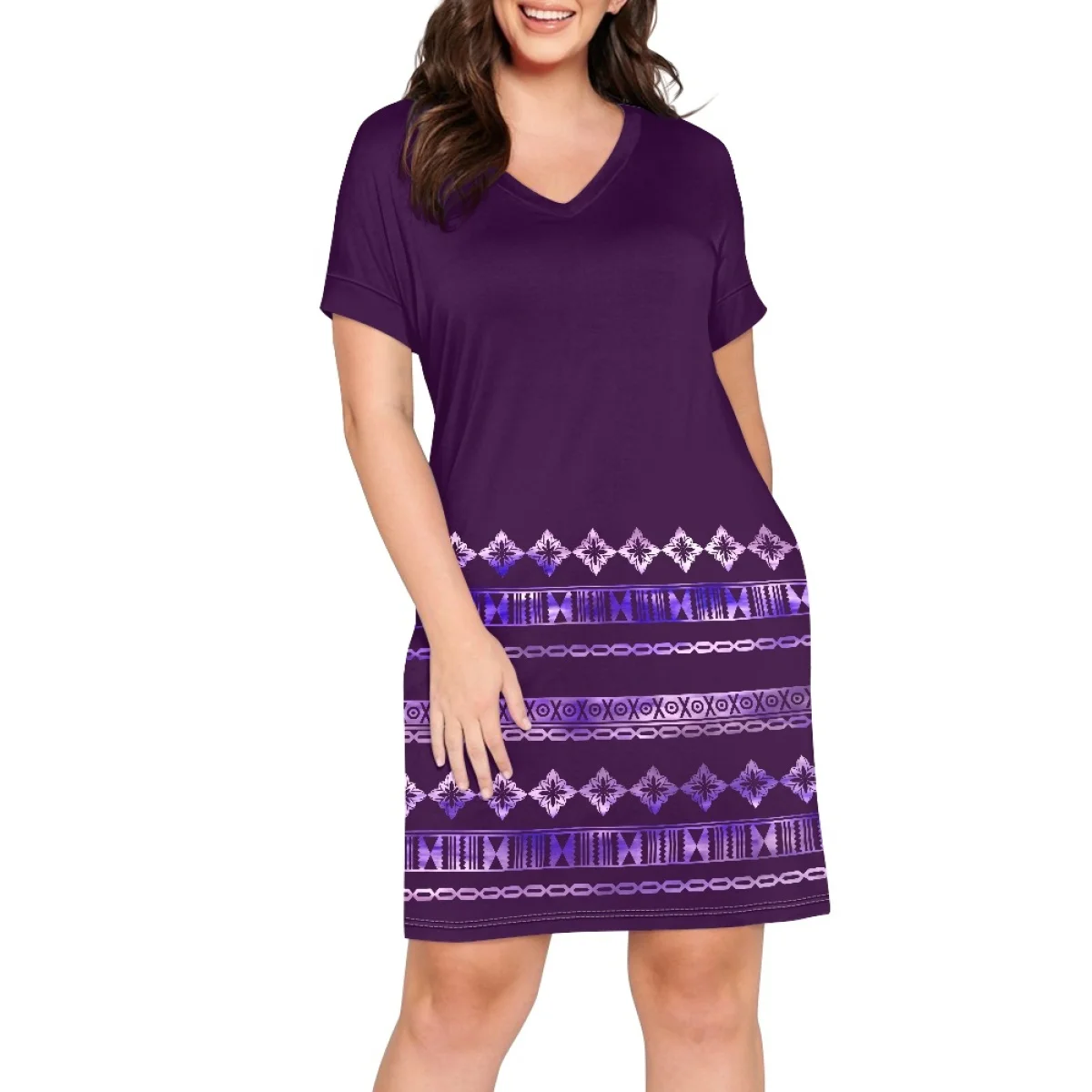 3D Digital Sublimation Print Custom Samoan Tribe Style Polynesian Fabrics Elegant And Casual Short Sleeve Dress Print On Demand