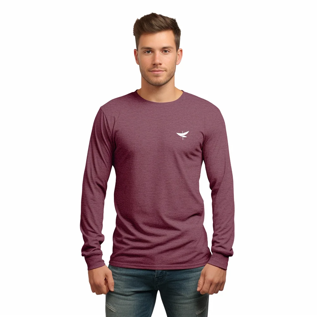 Custom 140gsm Tri Blend Hooded Long Sleeve T Shirt With Thumb Hole