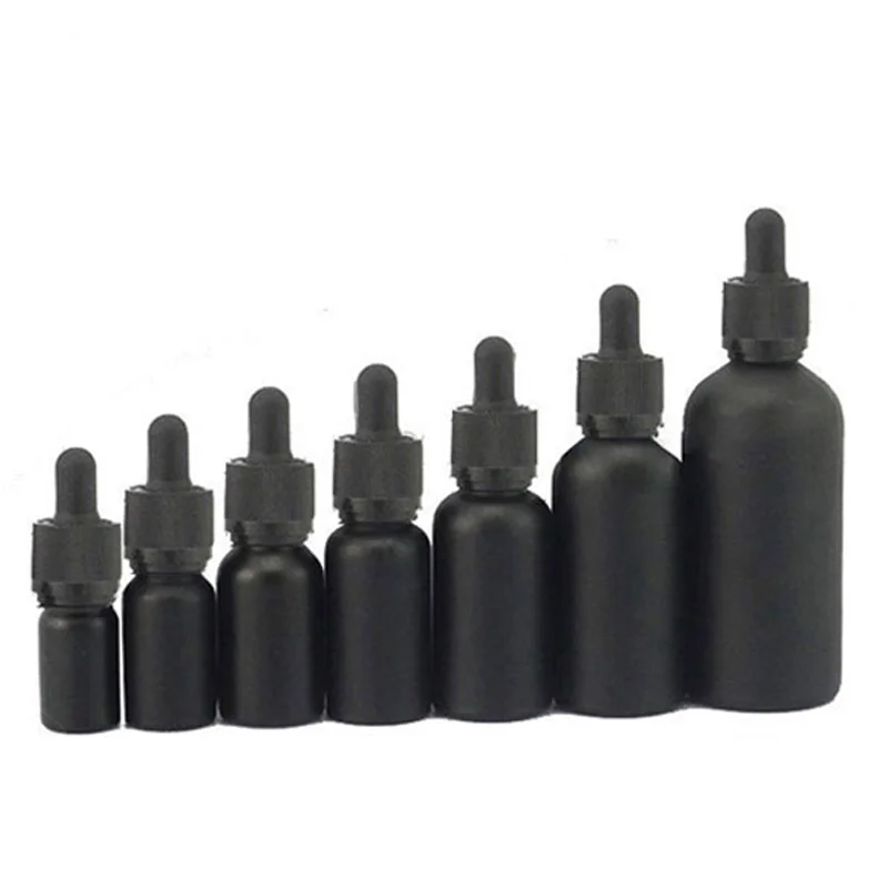 
120ml 100ml 60ml 50ml 30ml 20ml 15ml matte black frosted essential oil dropper serum glass dropper bottle bamboo aluminum cap 