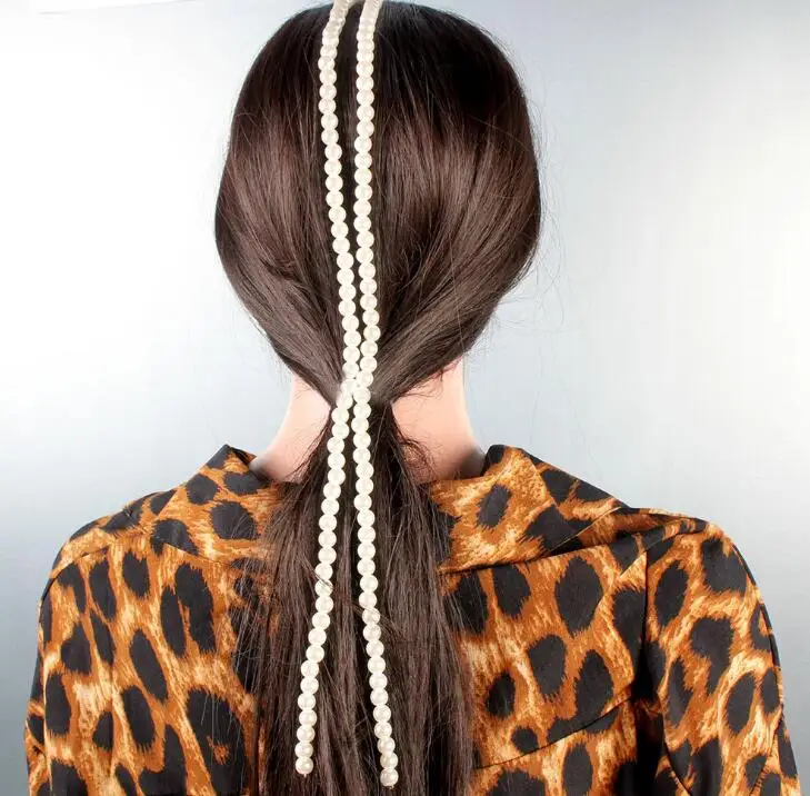 wholesale 2019 newest pearl chain tassel hair accessories fashion women extension pearl hair chain accessory