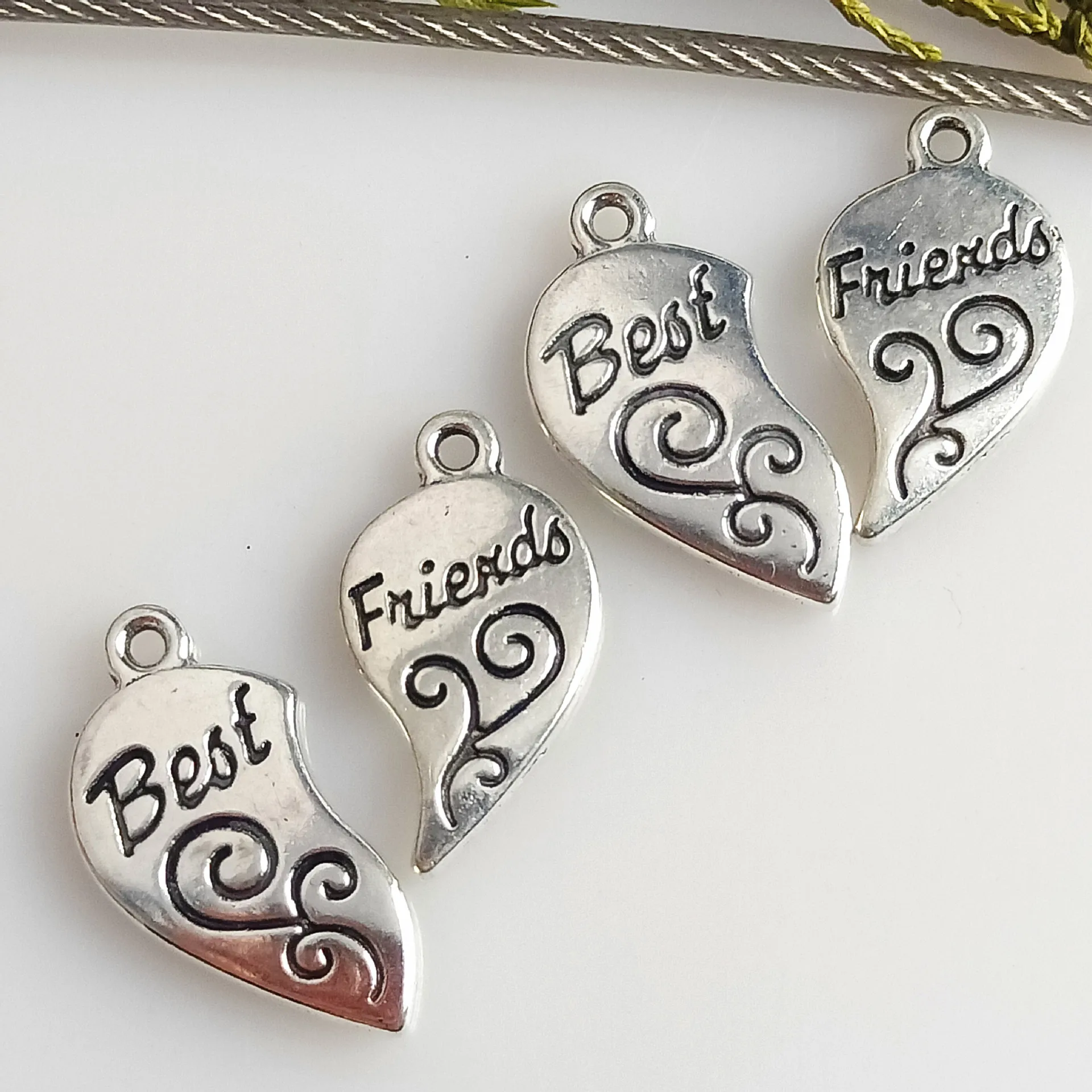 New DIY Jewelry Accessories Alloy letter Best Friend Charms Broken Heart Double Pendants