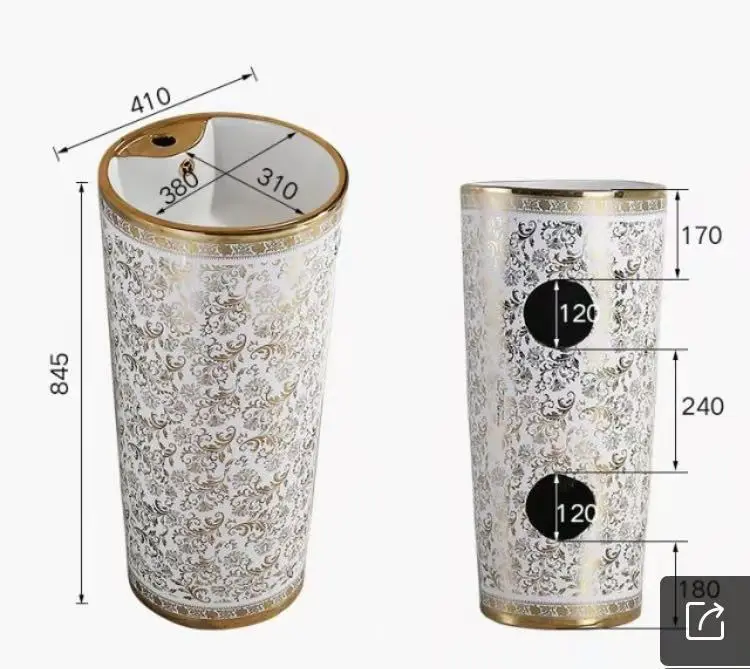 Latest Design Free Stand Hand Wash Basin with Pedestal Sink