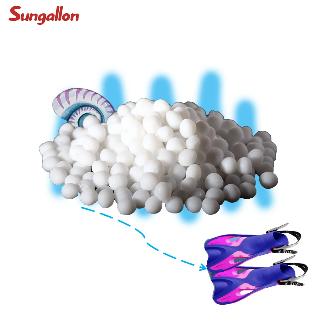 Sungallon Plastic Rubber Long Swim Fins Flippers with Tpe Tpr Raw Material Granules of Tpr tpu fabric