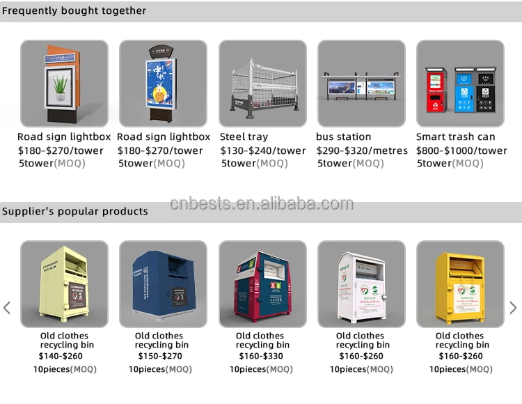 Manufacturer low price 10- 24 gauge galvanized steel different size clothing books donation bins