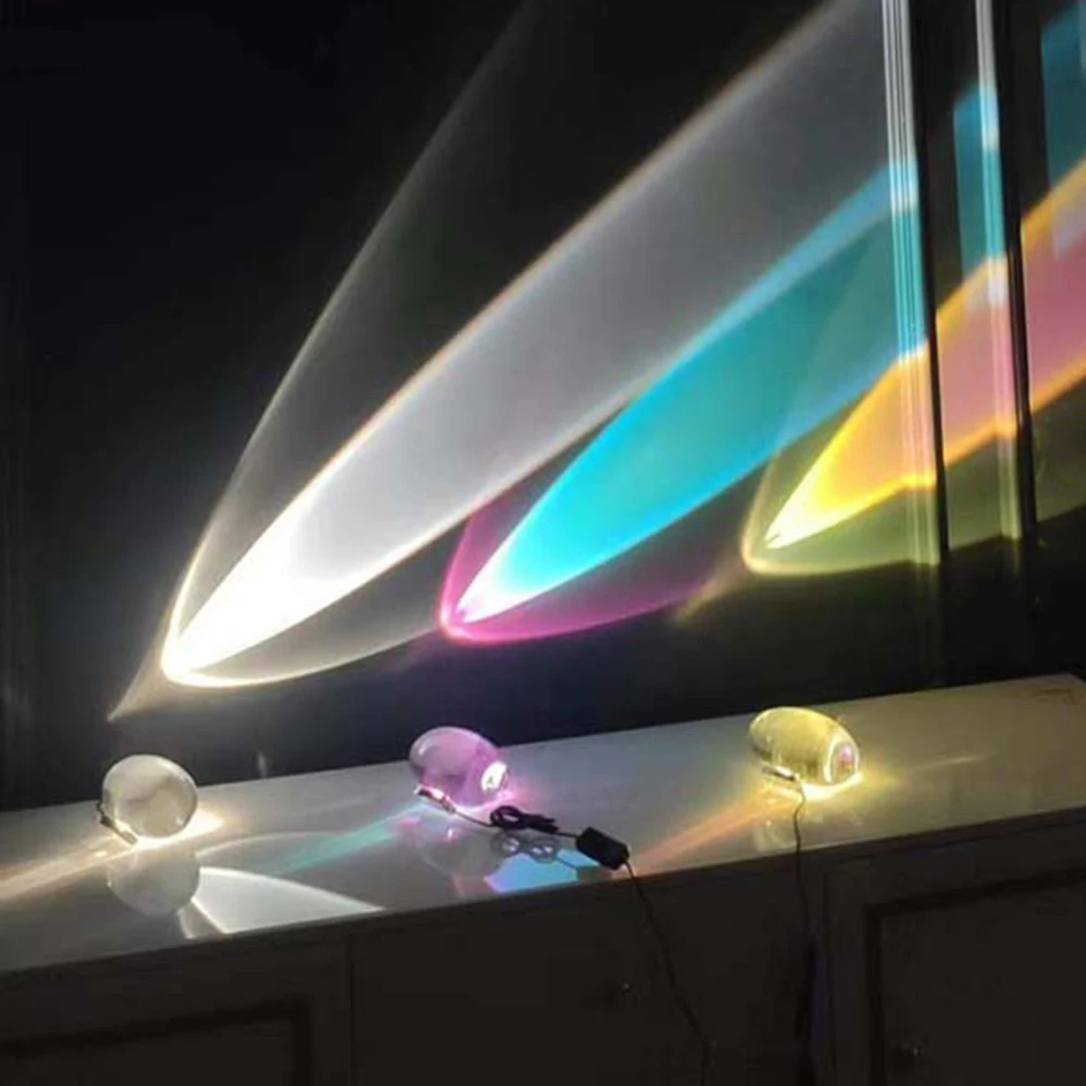 Desk Lamp Net Red Angel Eye Oval Crystal Night Light Bedroom Bedside Cabinet Personality Decoration Projection Color Lamp