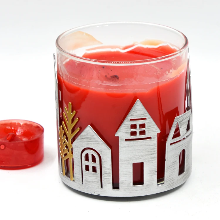 
Factory Direct Good Quality Winter Tree And Castle Sliver Printing Decorate Extra Glass Candle Holders 