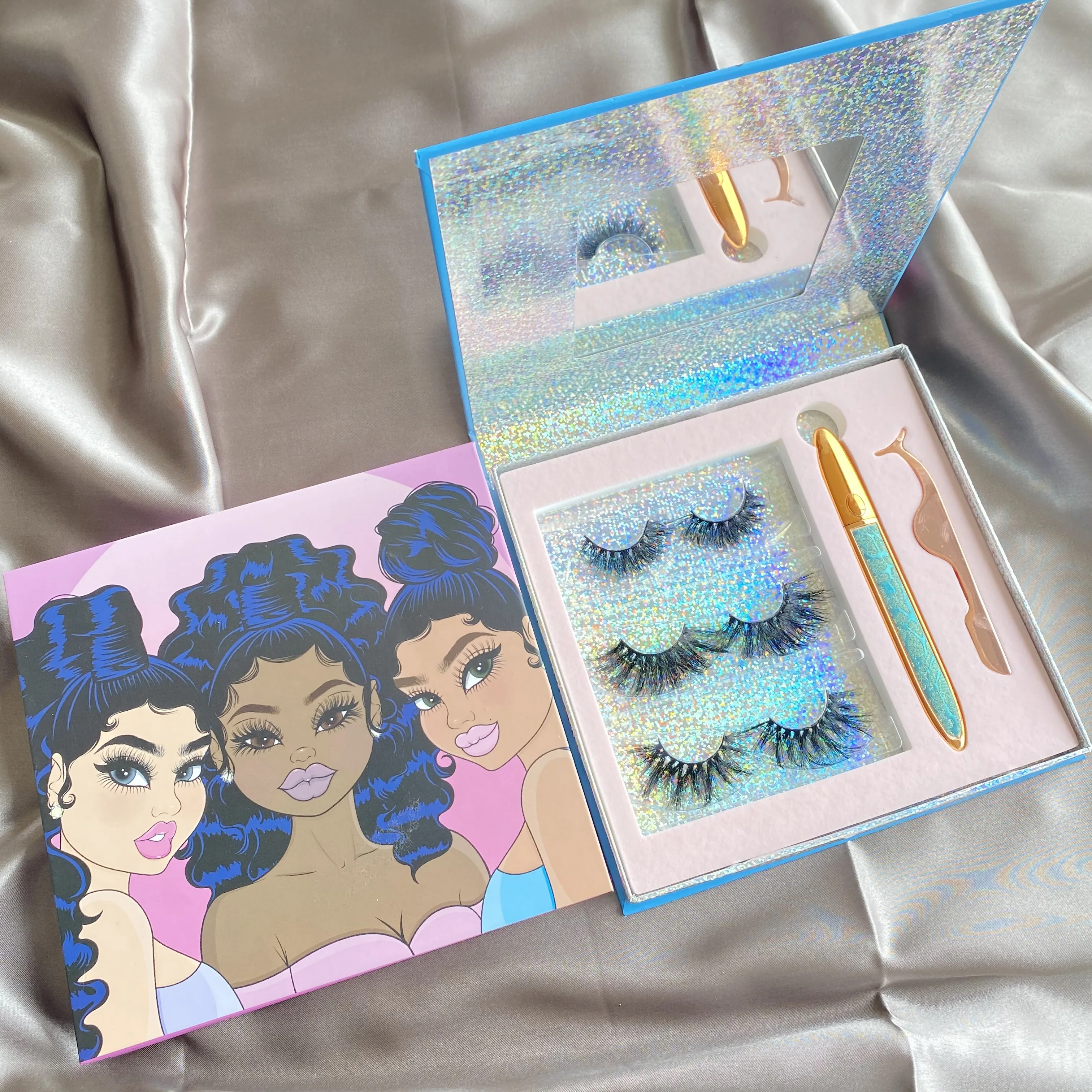 
wholesale custom 3d mink eyelash packaging box private label 25mm eye lashes3d false 5d natural mink lashes vendor 