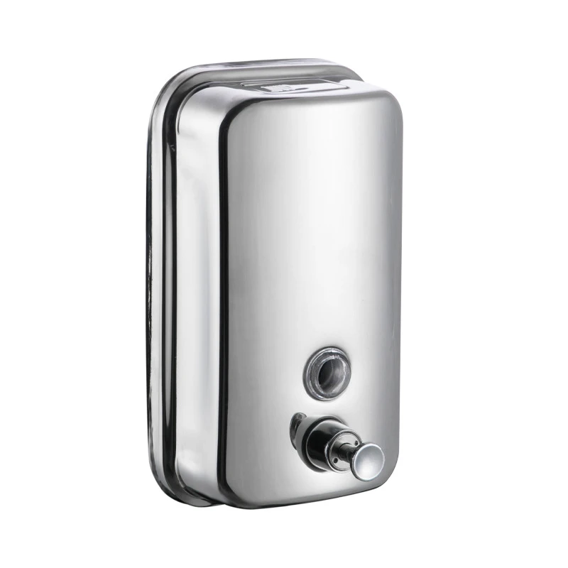 Cheap Price 500 800 1000ml Square wall mount manual touch  stainless steel liquid soap dispenser for bathroom