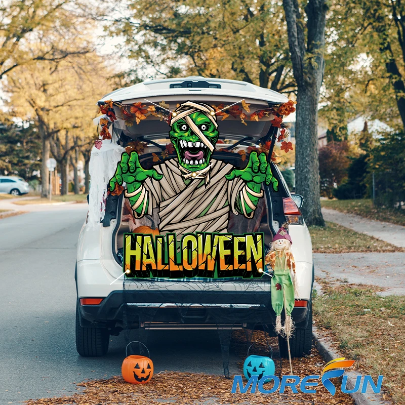Halloween Trunk or Treat Car Decorations Banner Garage Door Car Decor Haunted House Banner Archway for Halloween Outdoor Party