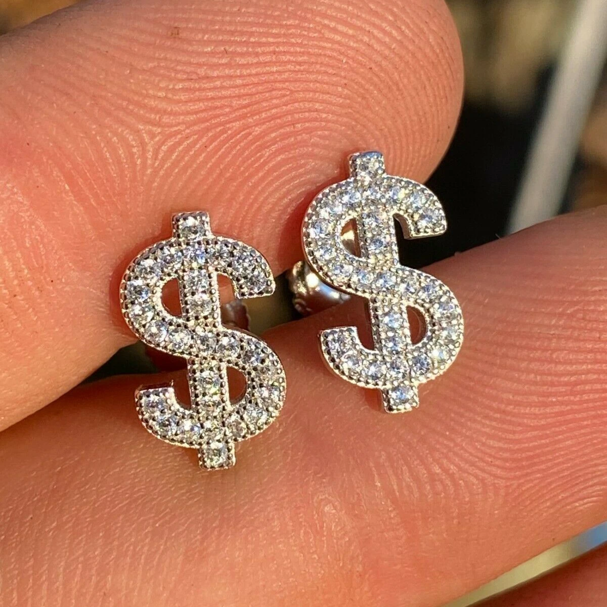 high quality micro pave cz sparking bling women men jewelry wholesale ice cz dollar stud earring