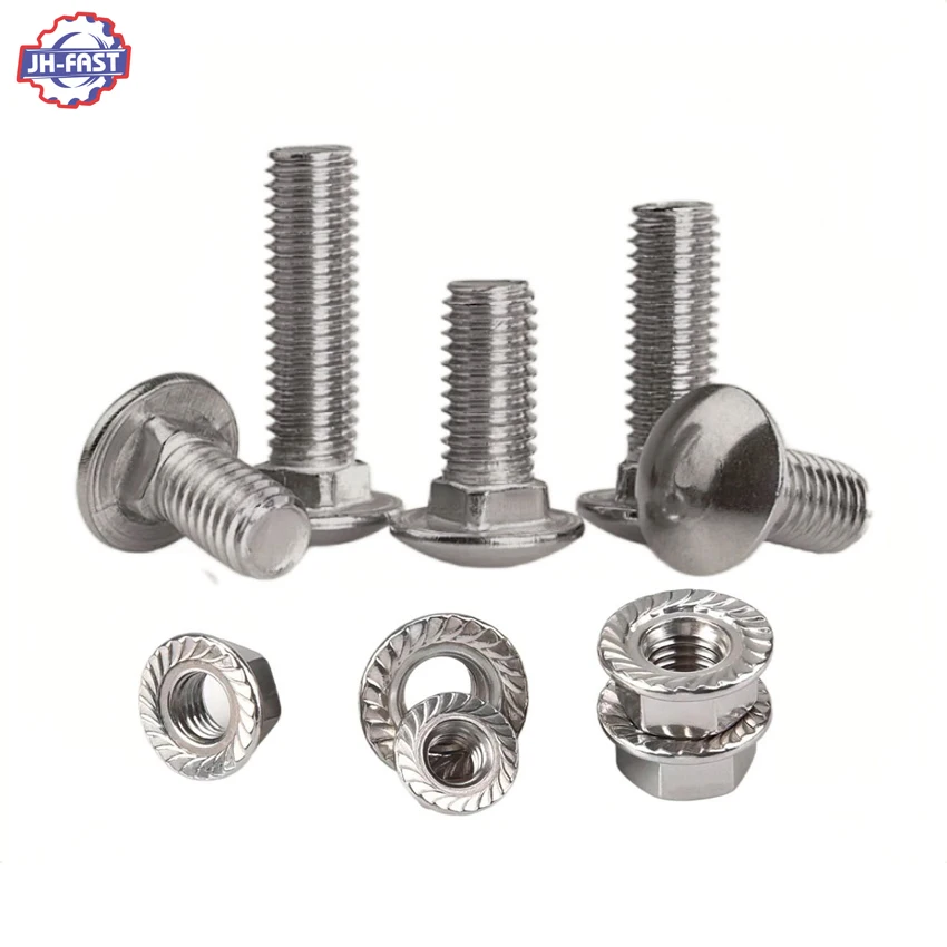 Extra long large big head carriage bolt fastener SS 304 316 stainless steel SS316 din603 din 603 coach carriage bolts and nut