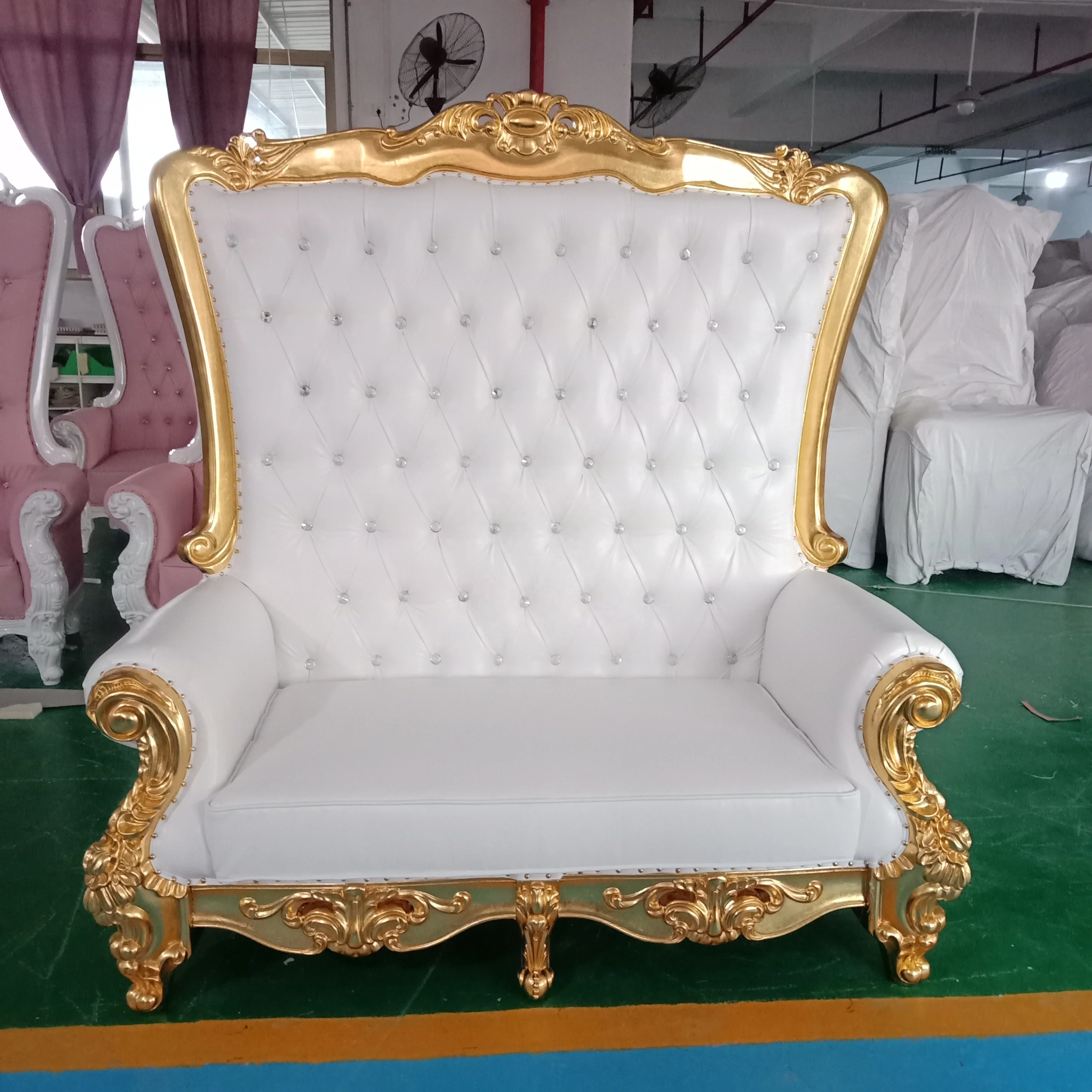 wedding decoration high back wholesale throne wedding king&queen sofa loveseat luxury royal chair