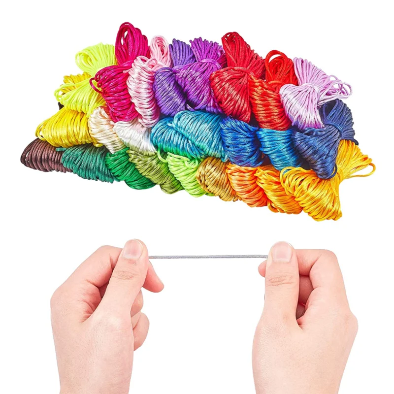 Durable DIY Crafts Braided Bracelet Rattail Silk Satin Cords Knotting Polyester String Rope