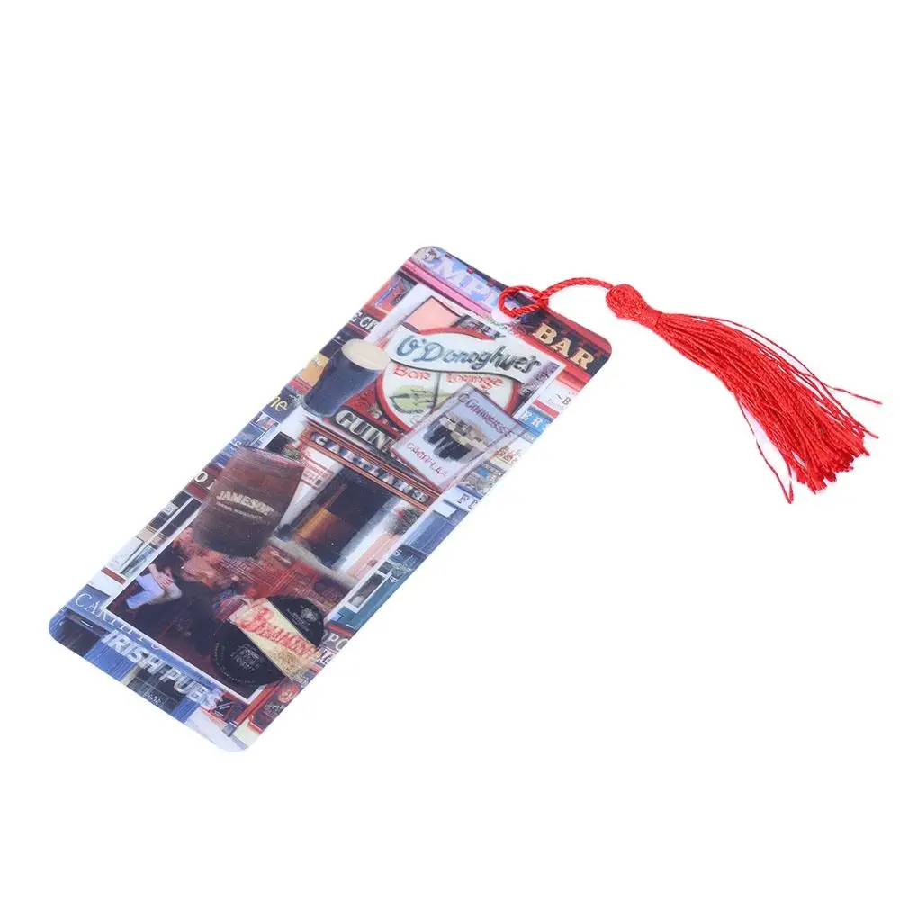 Custom promotional sublimation paper lenticular printing 3D bookmarks with tassels