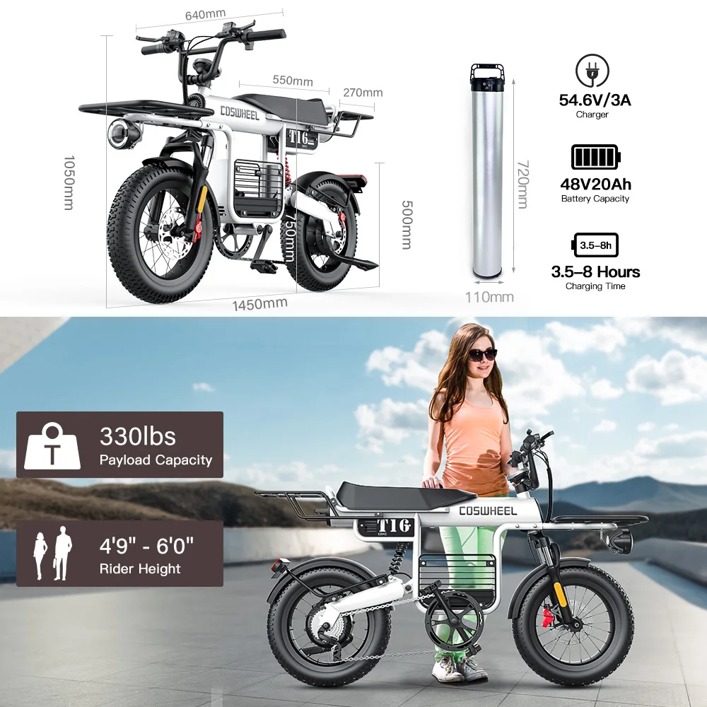 COSWHEEL T16 Ebike E Bicycle Electric Bike 750w 16 inch Fat Tire E-Bike Cheap Electric Bicycle Eu Usa Electric Bicycle Price