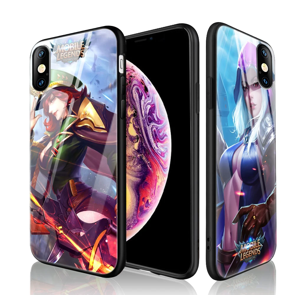 DIY Print mobile legends TPU Glass phone case for iPhone 11 X Phone Cover for Samsung Galaxy S10 A50 A70 Hard Mobile phone case