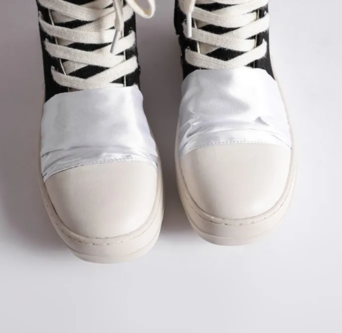 Ready to ship trendy fashion summer boots canvas patchwork women flat walking style shoes