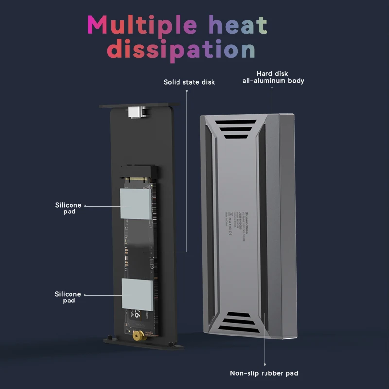 High quality aluminum ssd m.2 4tb m.2 nvme pcie 4.0 usb 4 40Gbps m.2 nmve enclosure