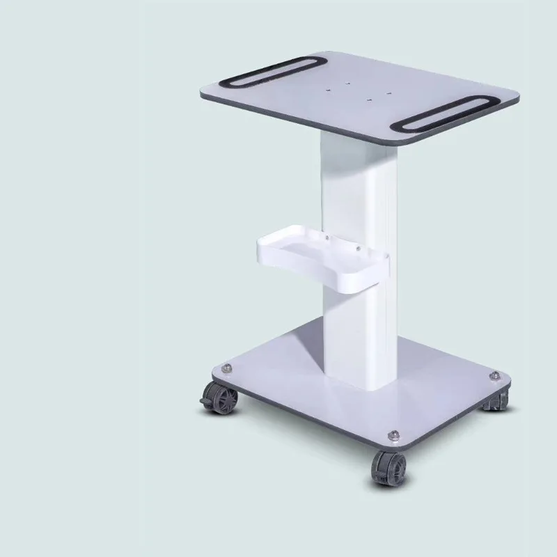Pdt Light Shelf Aluminium White Salon Trolley Stand For Beauty Machine Assembled Trolley Cart Spa