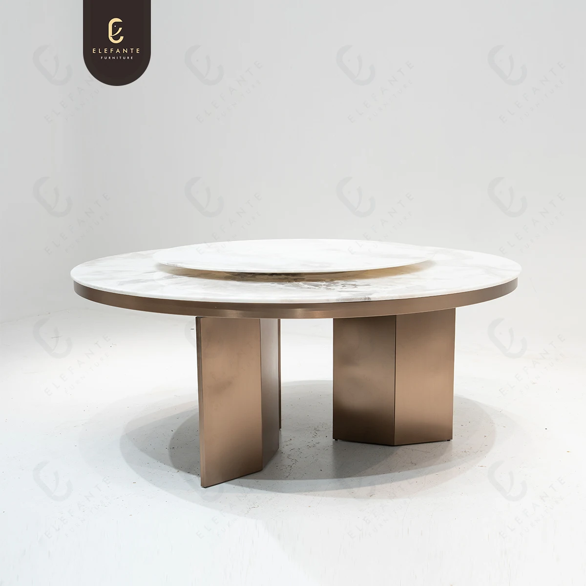 Italian Modern Minimalist Marble Top Stainless Steel Table Legs Luxury Round Rotating Dining Table Dining Table For Kitchen