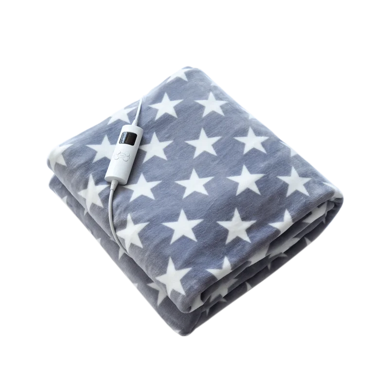 Printed fleece 6 Level Heated Throw blanket twin size CE GS CB RoHS BSCI Rapid Heating Up auto off timer
