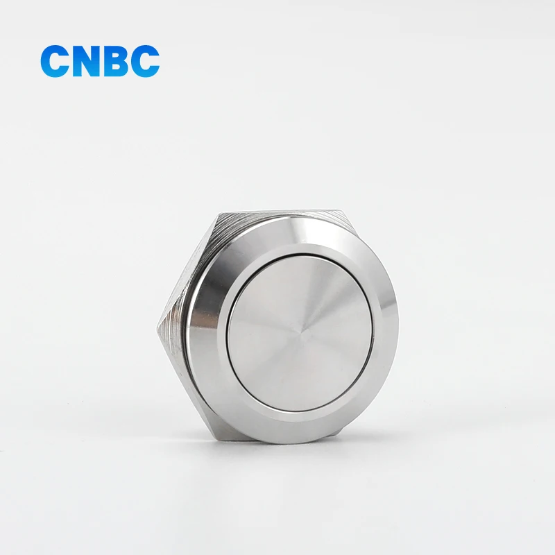 19 мм Мгновенный металлический кнопочный переключатель без подсветки с 2 контактами