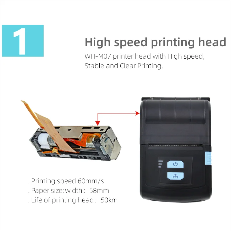 3 inch Portable Mobile Thermal Receipt Printer with USB and Blue tooth Interface