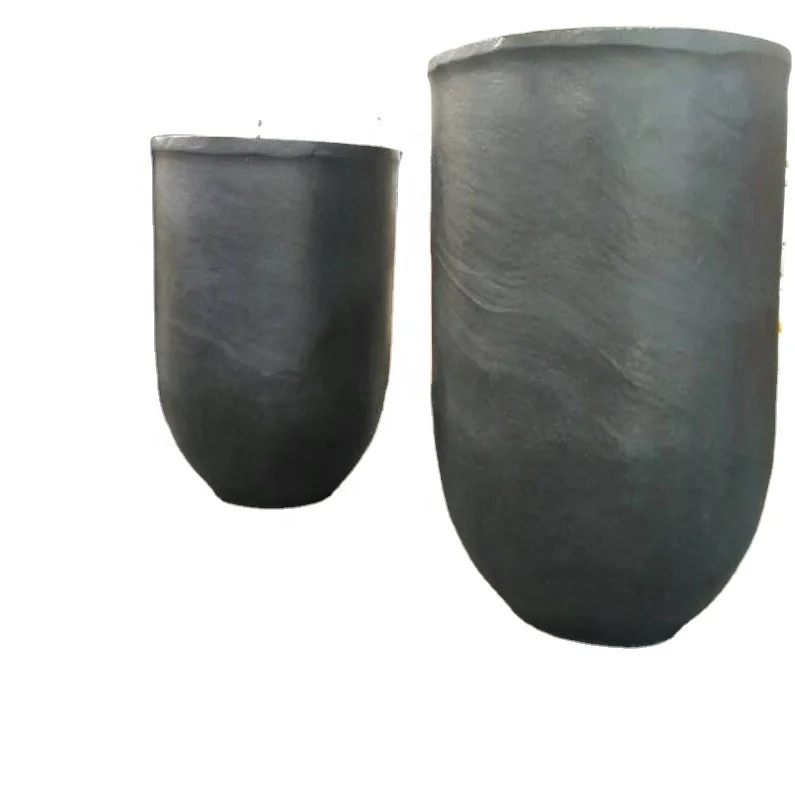 cylindrical large dimension graphite crucible for melting zinc, iron, steel, aluminum, copper