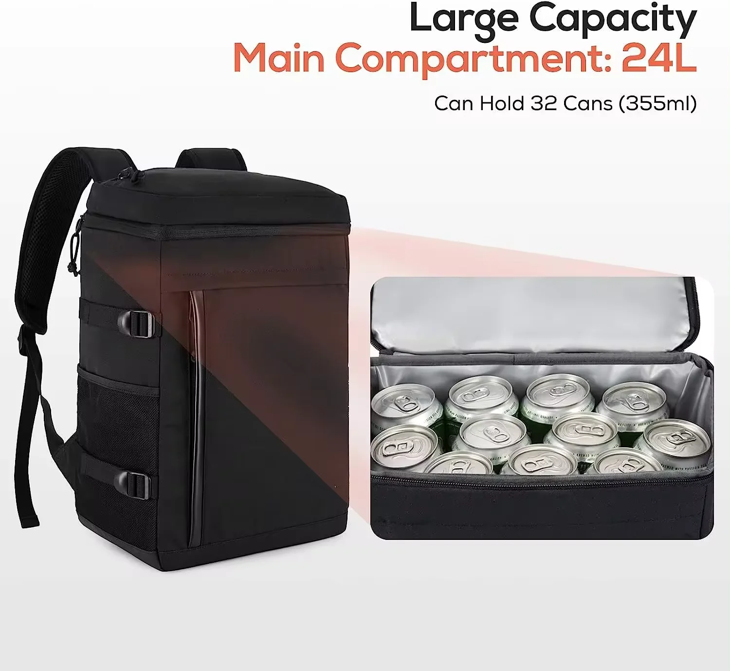 Portable Black Wholesale Customizable Backpack Cooler Bags For Hiking Fishing