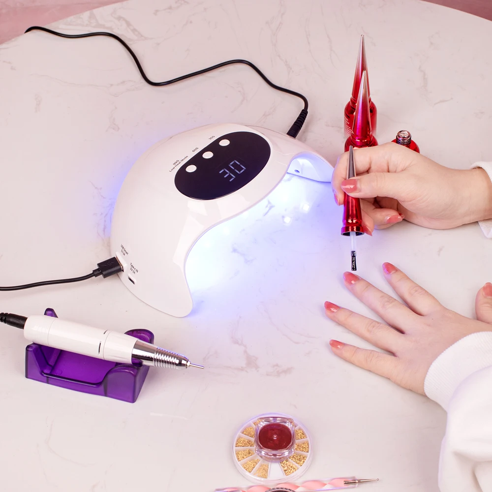 New Design High Power 48W Portable 2 in 1  LED UV Light Nail Dryer Manicure Pedicure Lamp With USB Port For Nail Drill 30000 RPM