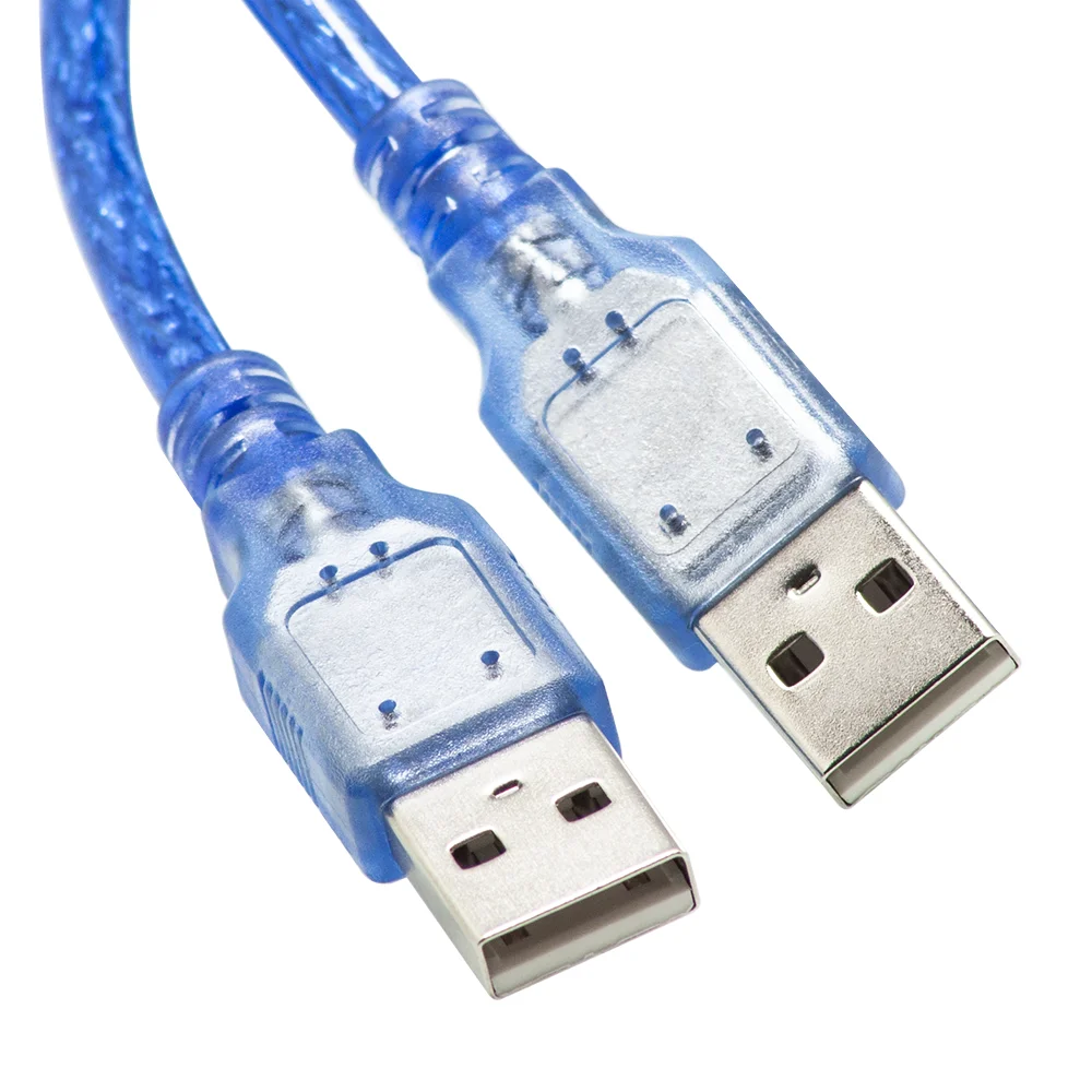 1.5m USB 2.0 Transparent blue cable Type A male to male AM to AM extension cable for Radiator Webc am Car Mp3 Camera Hard Disk