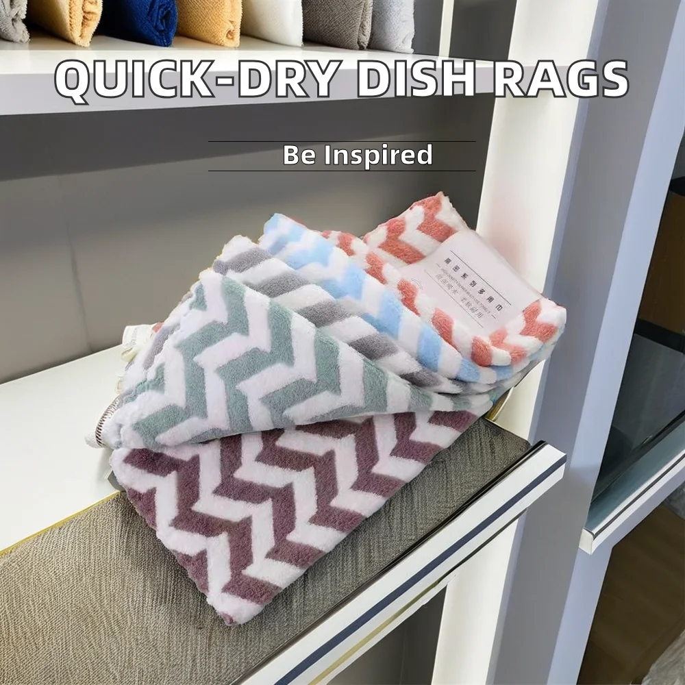 Factory Outlet Microfiber Dish Cloth Rags Highly Absorbent Quick-Dry Kitchen Cleaning Towels Reusable Cotton Nature Home