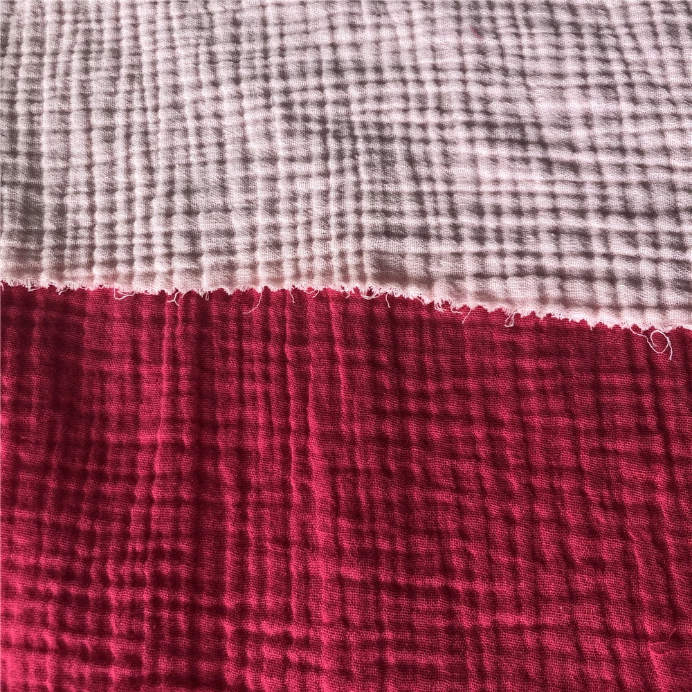 100% organic cotton eco friendly safe double layer soft baby children crinkle crepe fabric