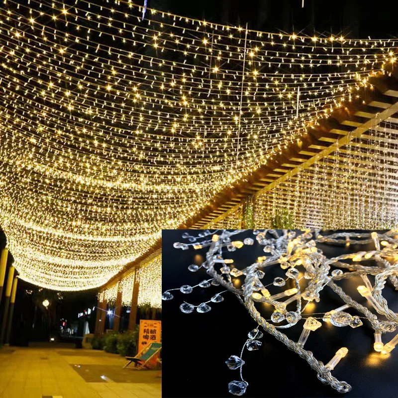 10 м 20 Золотая светодиодная гирлянда с коннекторами для освещения и украшения свадебных мероприятий