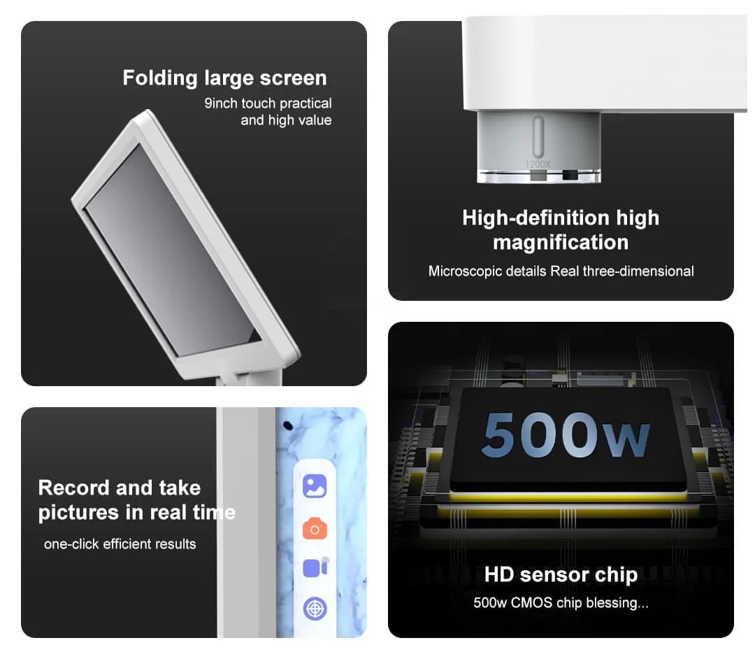 9 inch LCD Screen Touch USB Digital Camera Biological Microscope 1000X 1200X for Laboratory Industrial Soldering Repairing