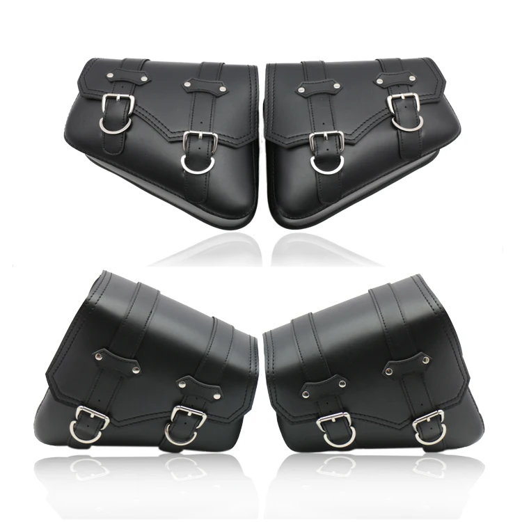 For Honda Suzuki Harley Sportster XL 883 XL1200 Black PU Leather Saddle Bag for motocross