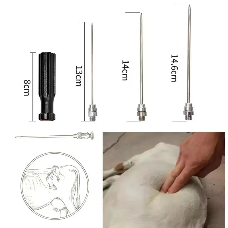 Three-purpose trocar, cattle and sheep stomach stainless steel deflation needle rumen needle puncture deflation needle