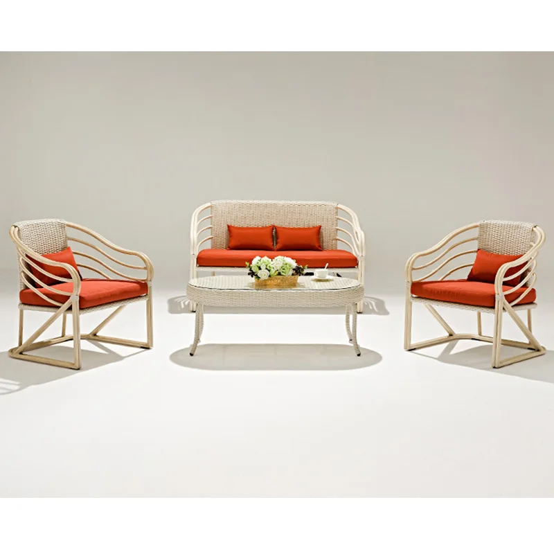 Best Selling New Modern Outdoor Furniture Garden Sofa With Tempered Glass Coffee Table