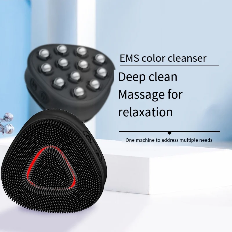 Wholesale Electric Soft Silicone Face Cleansing Brush Facial Pore Cleanser Cleaner Black Scrubber for Men