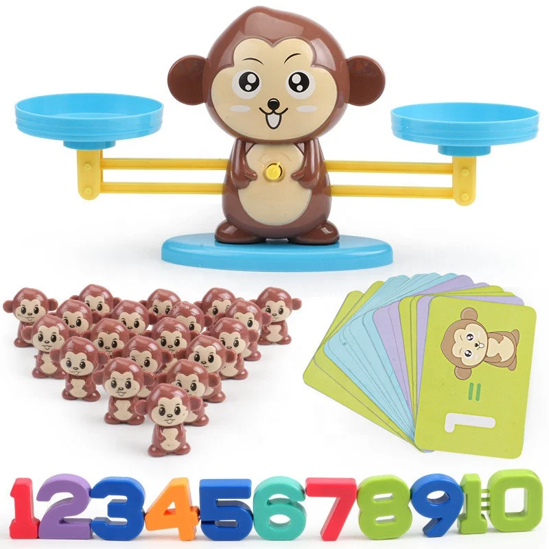 
Monkey Balance Counting Cool Math Games - STEM Toys for 3 4 5 Year olds Cool Math Educational Kindergarten - Number Learning Mat 
