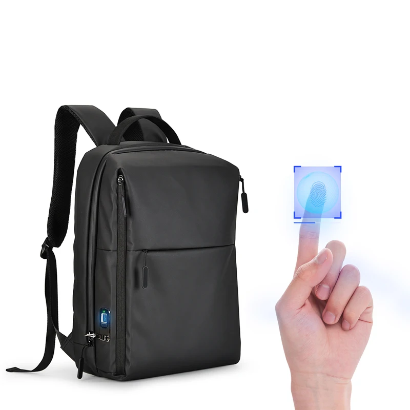 RESENA RB2942 Smart Fingerprint unlock  Black Waterproof Nylon Factory Laptop Business Travel Backpack