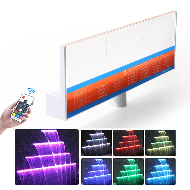 Outdoor Water Fountain Pool Waterfall 7 Color Led Water Descent Garden Fountain