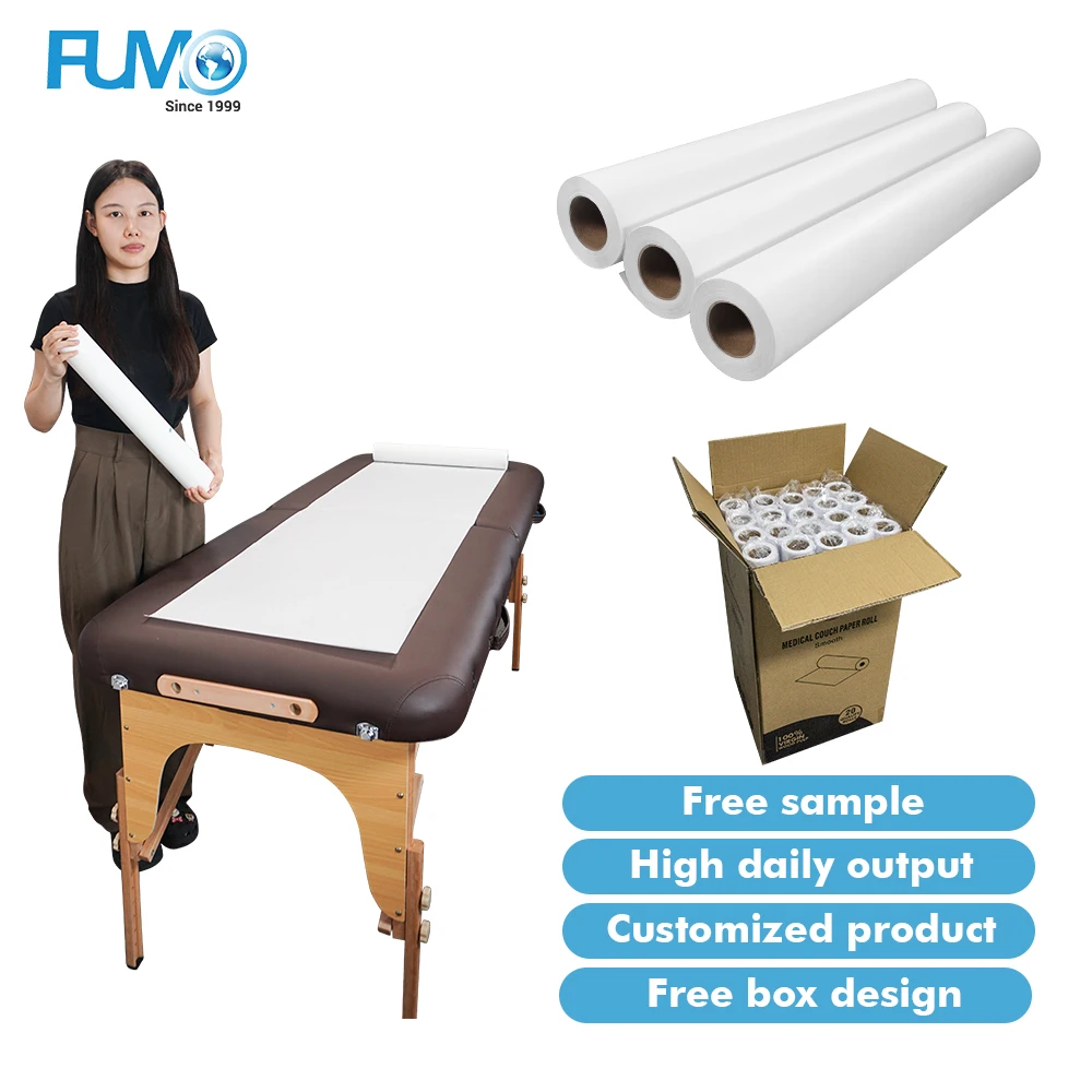 Medical Use Wholesale OEM Exam Table Cover X 50cm Hospital Paper Roll Couch Roll for Dr Office Table Barrier 70cm White Grade a