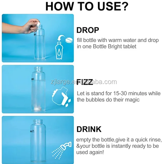 Water Scale Remover Anti Bacterial Fast Dissolve Water Bottle Cleaner Tablets