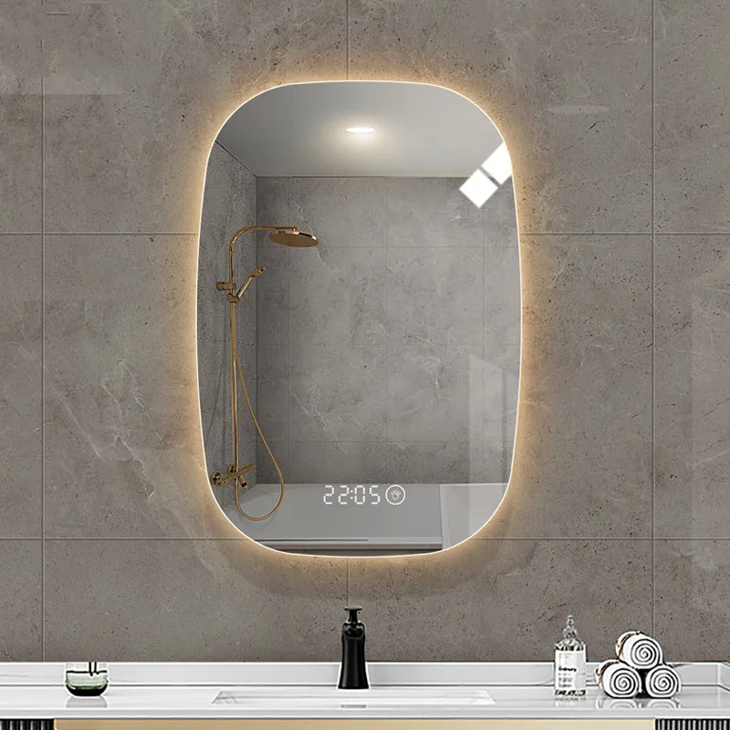 Custom touch sensor wall mounted Irregular Led mirror frameless bathroom backlit mirror with light for hotel