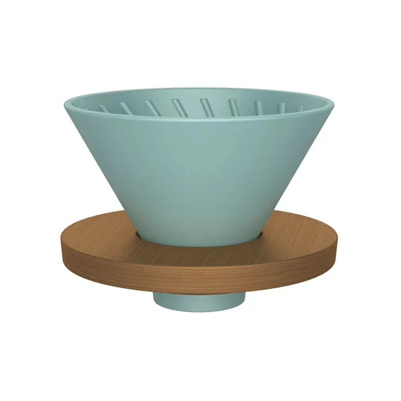 Wholesale Custom Ceramic Coffee Dripper with Walnut Wood Stand Ceramic Coffee Filter