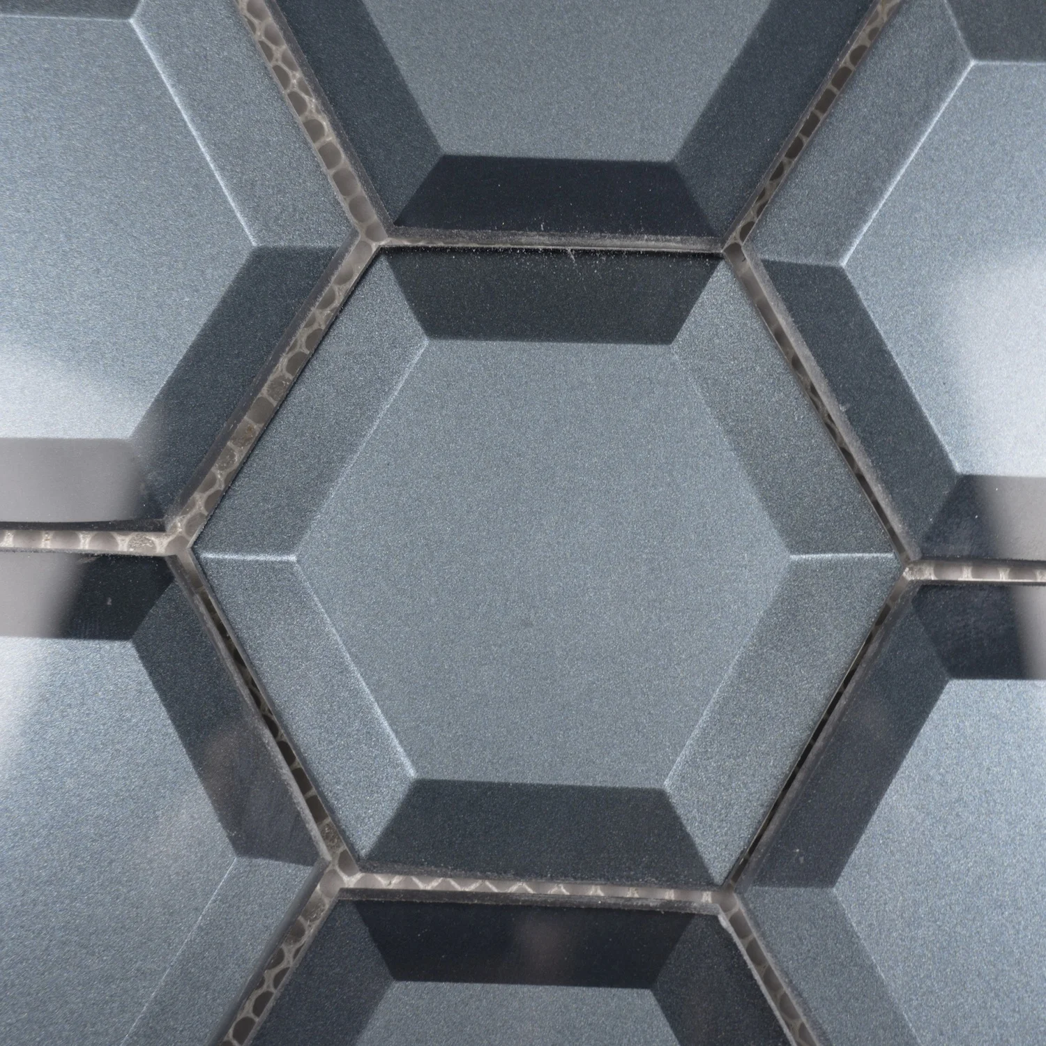 
Blue Glass Hexagonal Mosaics Crystal Pure Color 8mm Thickness Cube 3D Mosaic Tile 